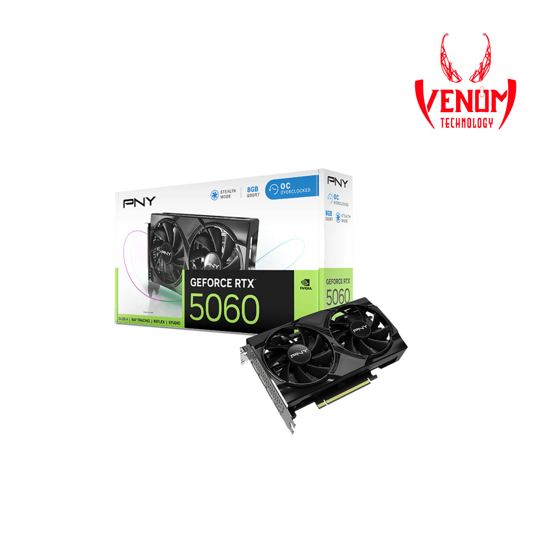 PNY GeForce RTX 5060 8GB Overclocked Dual Fan GDDR7 GPU – Venom