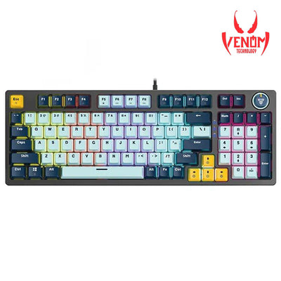 Fantech MK890 V2 Atom 96 RGB Sky Blue Wired Mechanical Keyboard (RED SWITCH)