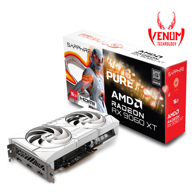 Sapphire Pure Radeon RX 9060 XT 16Gb GDDR6 Gaming OC GDDR6 White Graphic Card