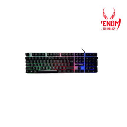 Utopia BA-505 Gaming Keyboard with Rainbow LED Lighting and Plastic Gaming Surface