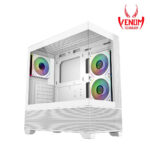 Cooler Master Elite 690 3X Tempered Glass & Wood Mid-Tower ATX Case - WHITE
